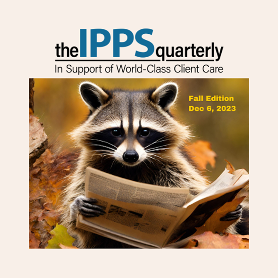 Image of person looking at laptop with IPPS Quarterly logo