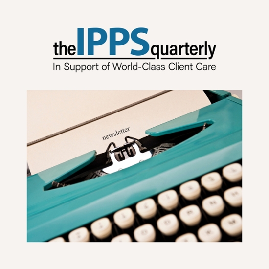 IPPS Quarterly logo with image of a typewriter with the word 'newsletter' typed on plain paper
