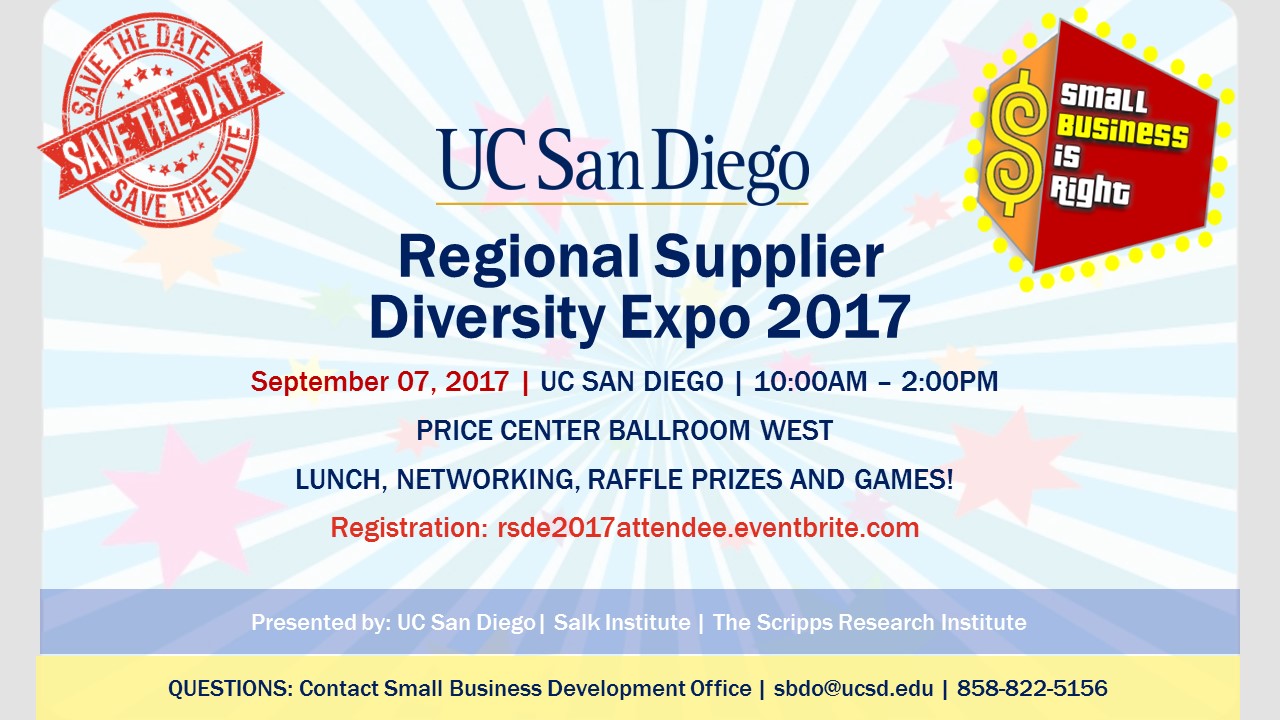 Banner for UC San Diego Regional Supplier Diversity Expo 2017